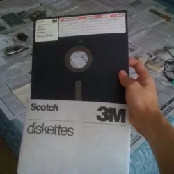 What in my hand is the 8-inch floppy disk, capacity was 100KB, born in 1971.