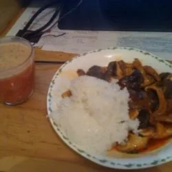 The Sweet mushrooms with rice and a instant soup. I was hungry.