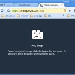 Google chrome went down when loading gmail.