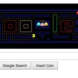 在iPhone上也能玩google吃豆人，方法是tap小黄的上下左右四个方向。’feeling lucky’变成了 ‘insert coin’ http://img.ly/1i7K