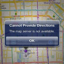 iOS6在中国使用高德地图，如果选择导航步行线路，提示“地图服务不可用”；选择导航公共交通线路，会提示让你“再去找个导航App吧”，而且结果是“没找到”。WTF  http://www.keepmins.com/?p=544