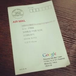 终于收到了Google的Post card,两个月从东京到北京。: http://instagr.am/p/LsjGMcFpdJ/